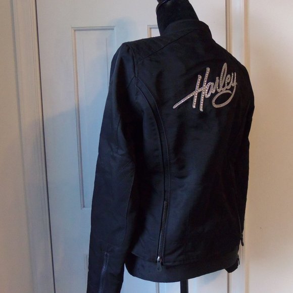 Harley Davidson Black Embellished Jacket sz S - Picture 5 of 16